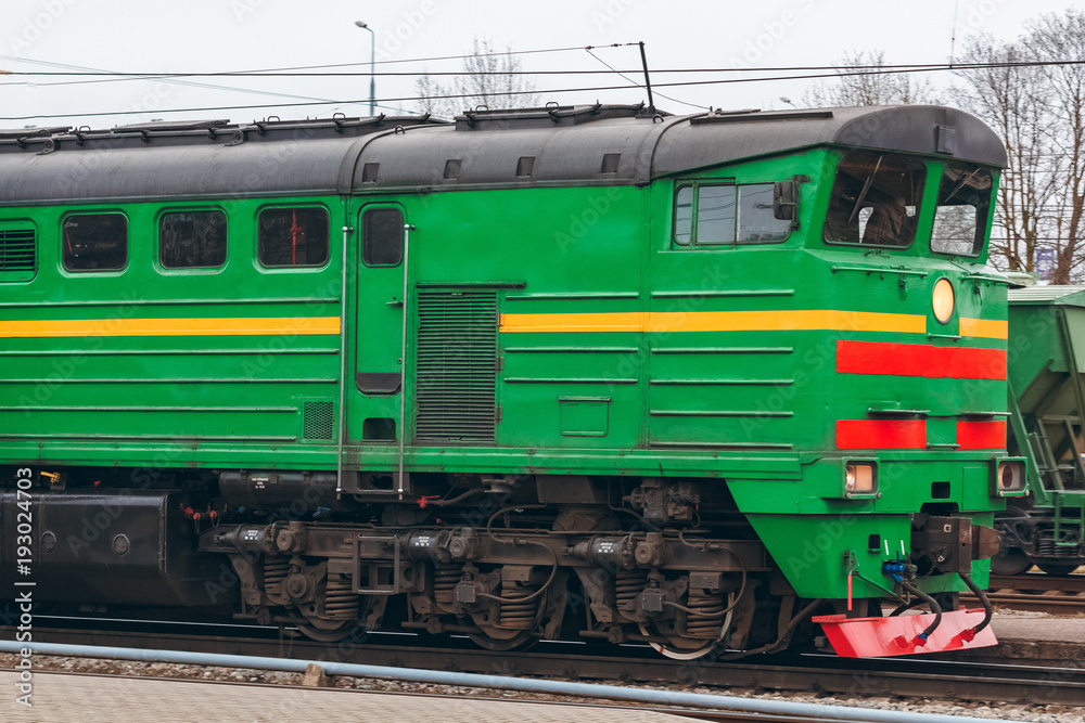 Green diesel locomotive