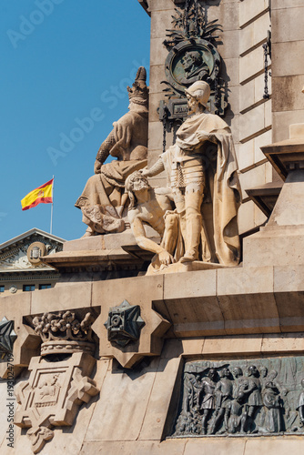 Columbus monument in Barcelona, Spain,