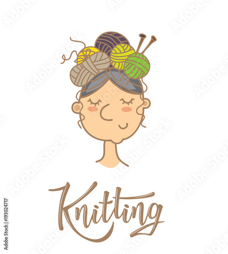 'Knitting' lettering logo for yarn store