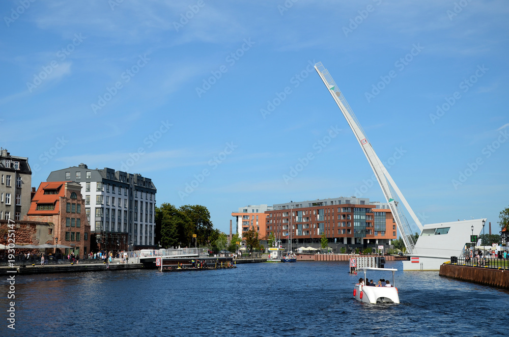 A drawbridge for pedestrians in Gdansk, Poland