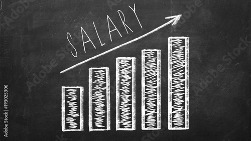 Diagram with arrow showing growth of salary