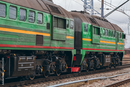 Green diesel locomotive