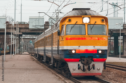 Yellow diesel train