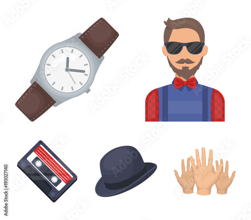Hipster, fashion, style, subculture .Hipster style set collection icons in cartoon style vector symbol stock illustration web.