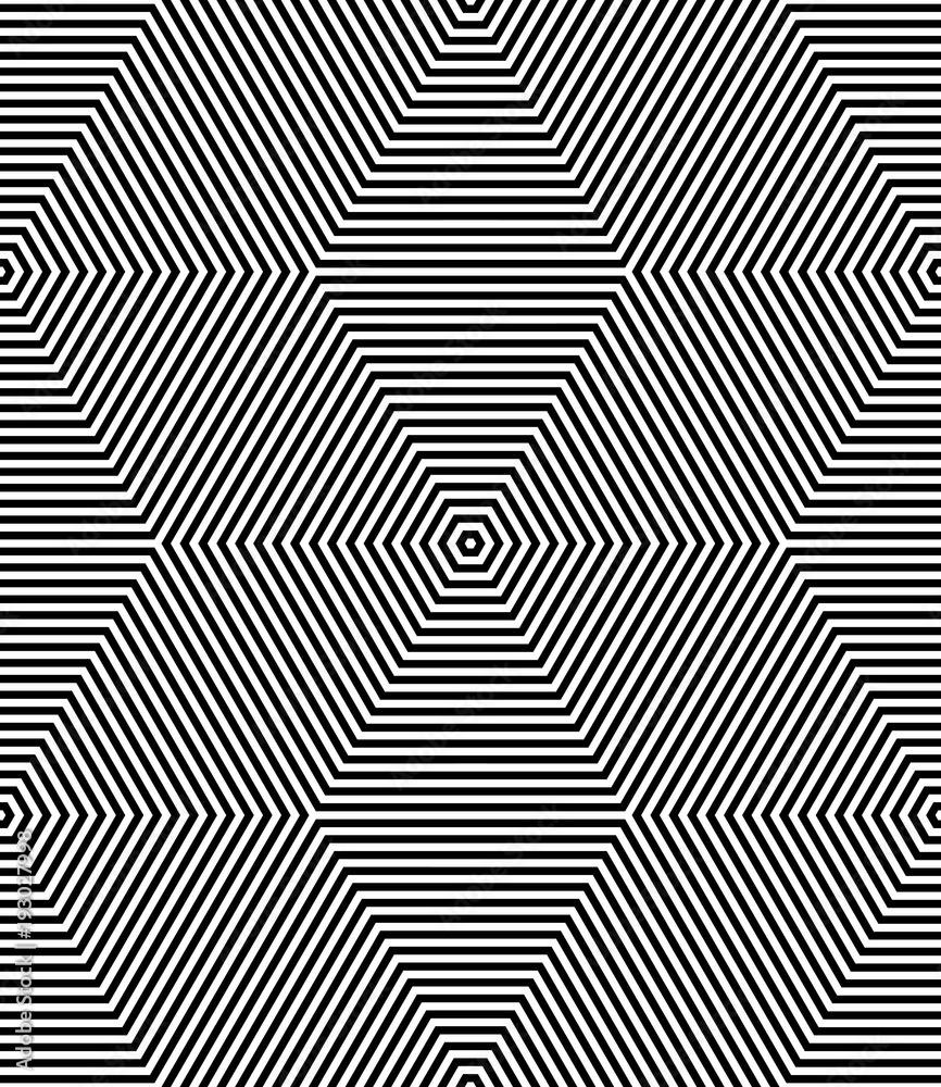 Seamless op art pattern. Geometric lines texture.