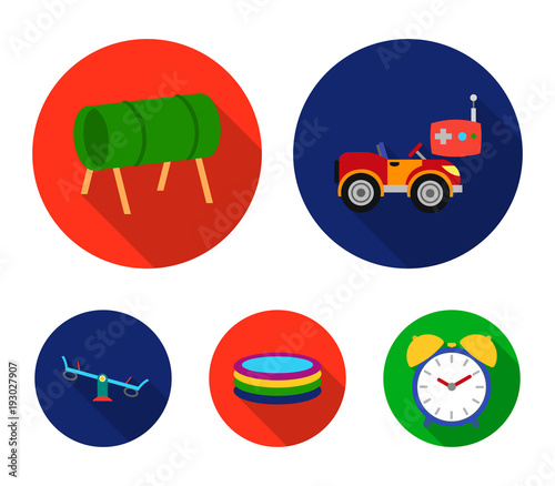 Machine for radio control, tunnel, trampoline, swing. Playground set collection icons in flat style vector symbol stock illustration web.