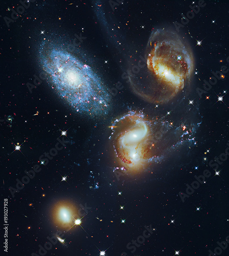 Galaxy Group. Stephan's Quintet Galactic wreckage. Elements of this image furnished by NASA. Retouched image.