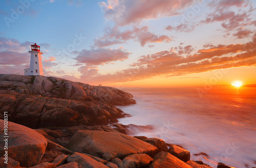 Wallpaper Mural Beautiful Peggy Cove Light House with Sunset, Nova Scotia, Canada