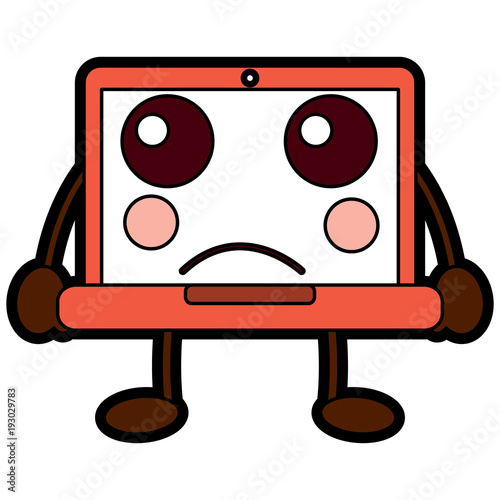 laptop computer sad  emoji icon image vector illustration design 