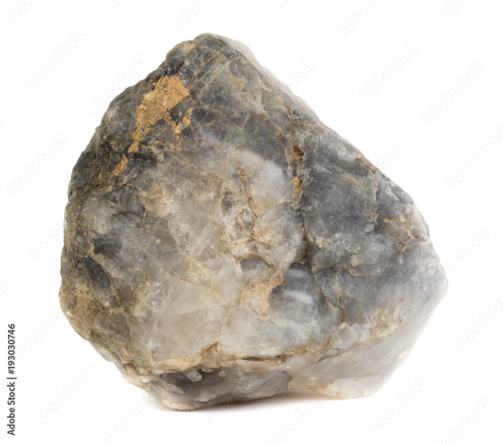 Single natural stone on white background, close-up Single natural stone on white background, close-up
