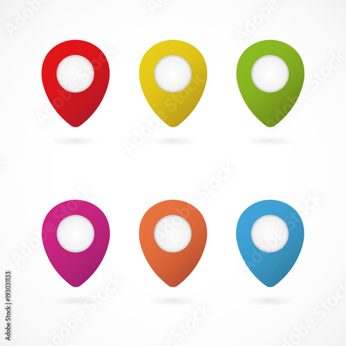 Colorful point buttons. Set of pointers.