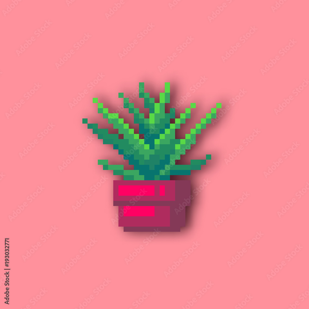 Pixel art cactus. Stock Vector | Adobe Stock