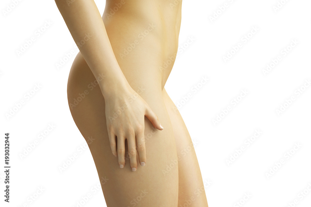 3D Illustration of the Nude girl closeup belly
