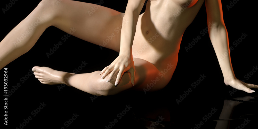Naklejka premium 3D Illustration of the Nude girl closeup belly