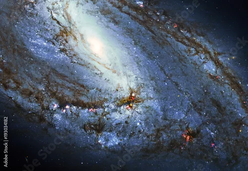 Obraz Spirala Galaxy M66 Space tło. Messier 66. Elementy tego zdjęcia dostarczone przez NASA. Wyretuszowany obraz.