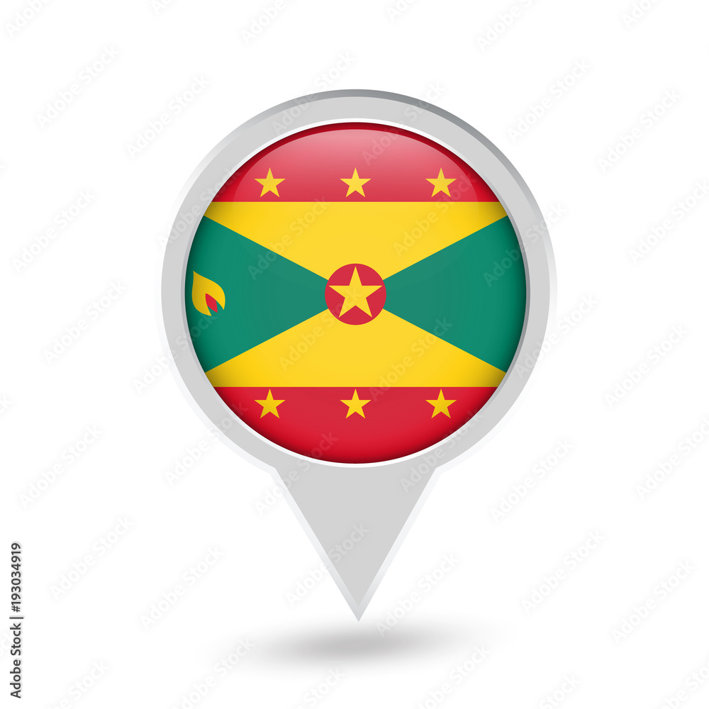 Obraz premium Grenada Flag Round Pin Icon
