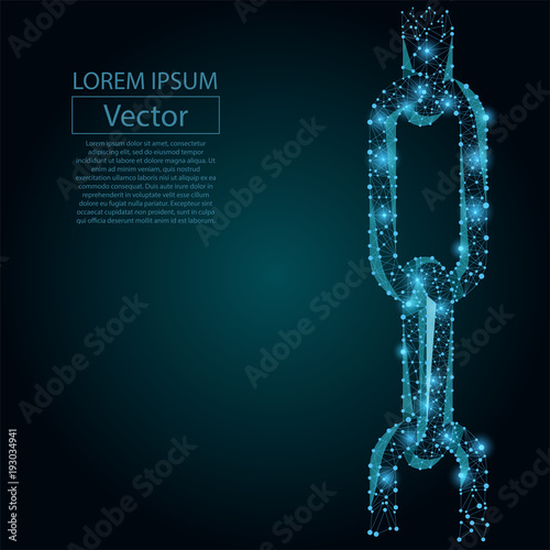 Abstract line and point Chain links. Wireframe concept of connection. Low poly vector illustration