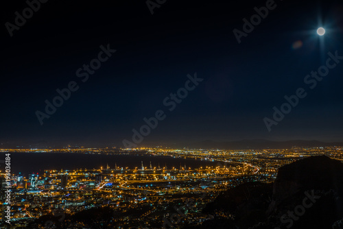 View of Cape Town and its harbour in summer from Table Mountain during the super moon - 4