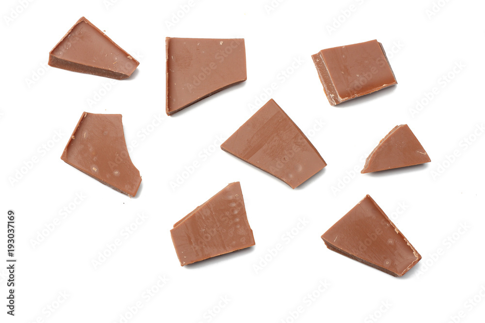 cracked chocolate candies sweets isolated on white background top view cracked chocolate candies sweets isolated on white background top view