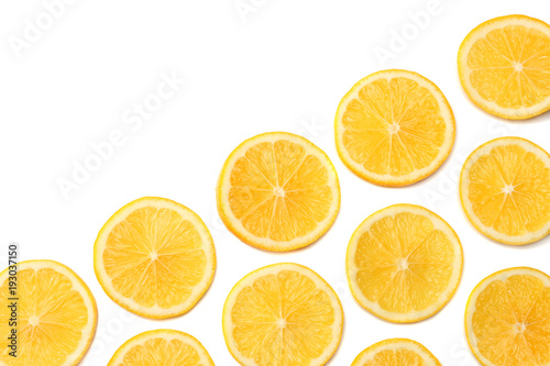 healthy food. sliced lemon isolated on white background top view