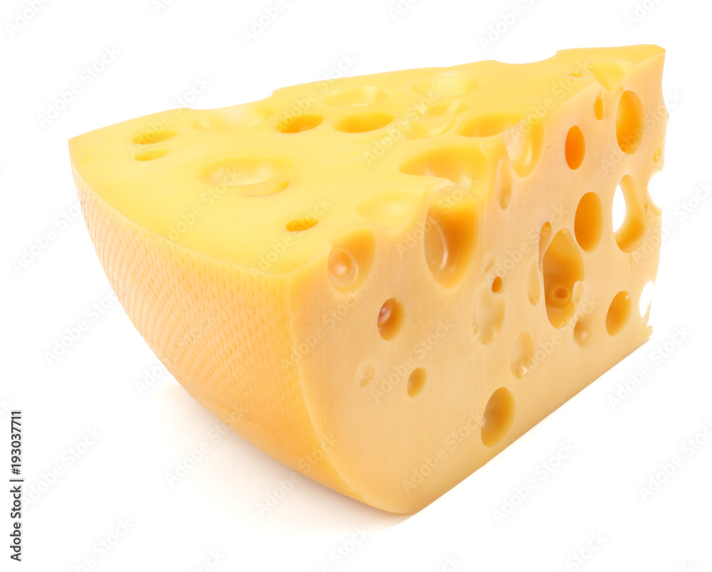 piece of cheese isolated on white background