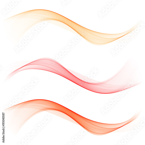 Set abstract color wave. Color smoke wave. Transparent wave. Abstract smooth wave vector. Red wave. Wave orange.
