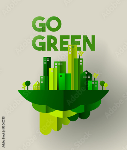 Green city paper cut concept for environment care