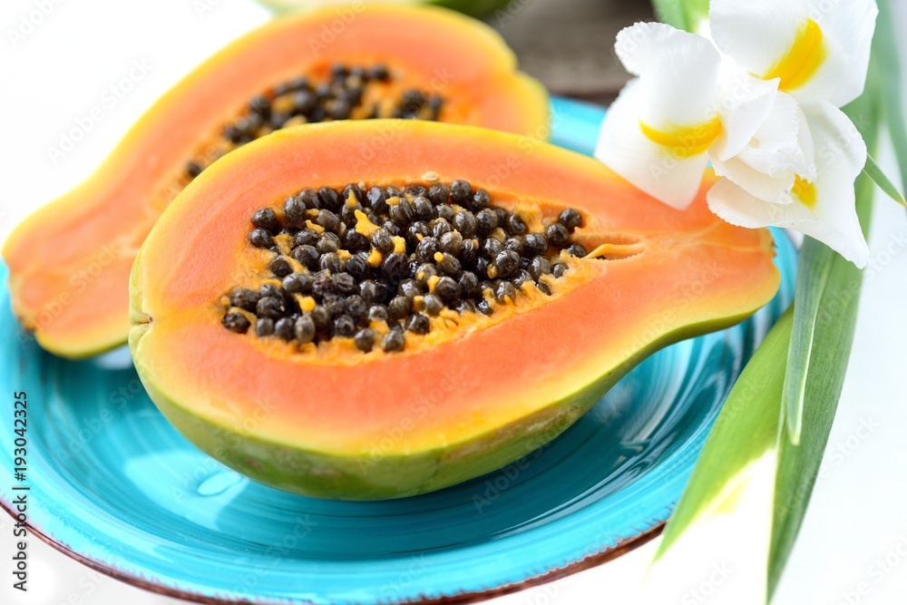 Papaya fruit on a white background Papaya fruit on a white background
