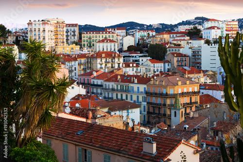 View on colorful streets of Cannes in France