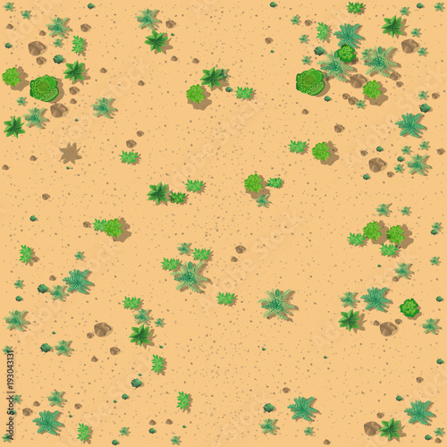 Top view of the city with a desert