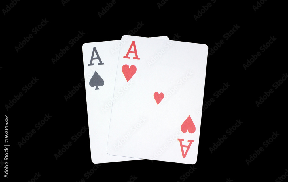 Four aces combination, poker, casino, curved, on dark background