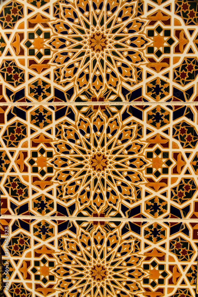 Moorish design on tiled wall