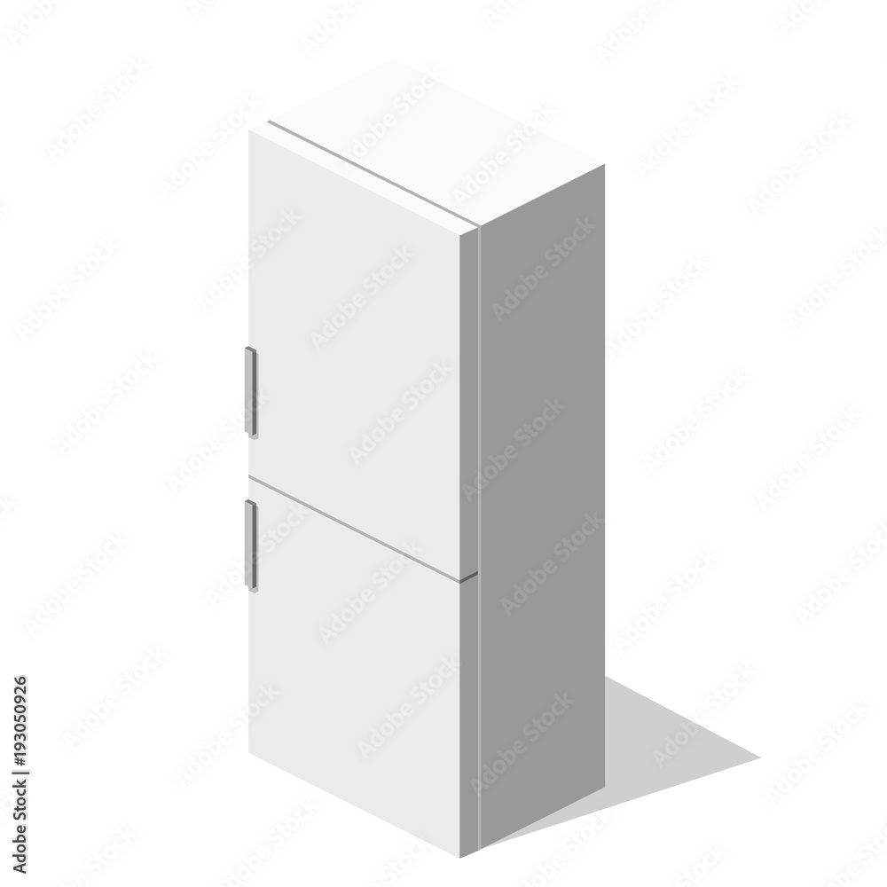 Isometric 3D flat illustration concept collection of home appliances. Refrigerator or fridge for kitchen Isometric 3D flat illustration concept collection of home appliances. Refrigerator or fridge for kitchen