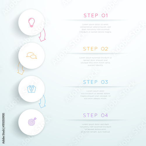 Circles Linked With Arrows 4 Step Vector Infographic