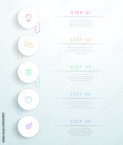 Circles Linked With Arrows 5 Step Vector Infographic