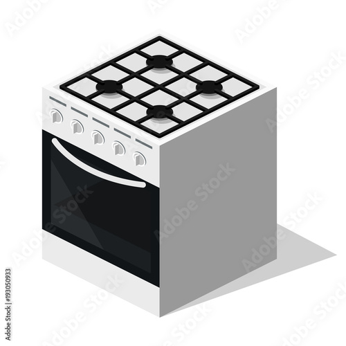Isometric 3D flat illustration concept collection of home appliances. Gas and electric stove for kitchen