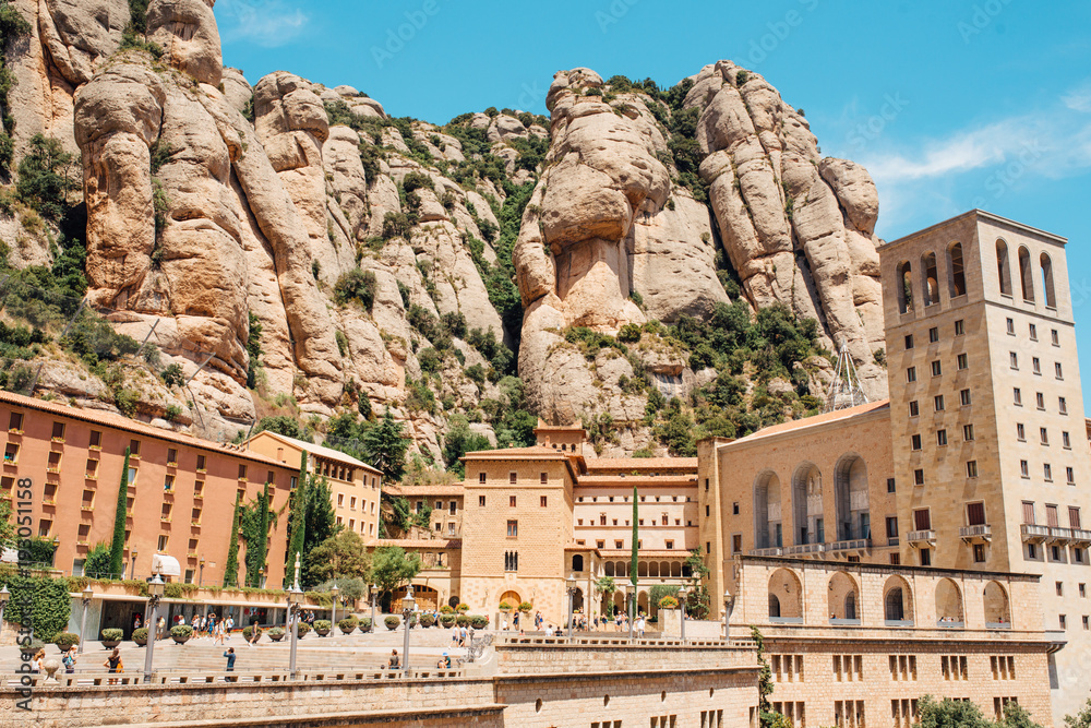 Santa Maria de Montserrat, a Benedictine Abbey located on the mountain, Barcelona, Spain