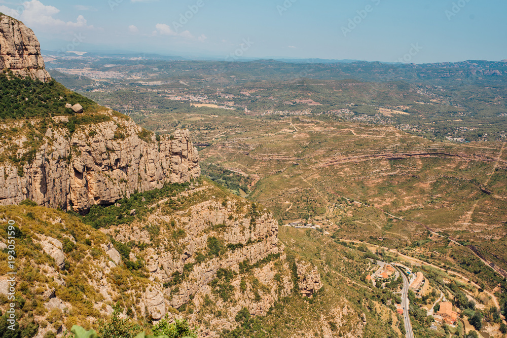 The Montserrat Mountain Spain. The Benedictine monastery of Santa Maria