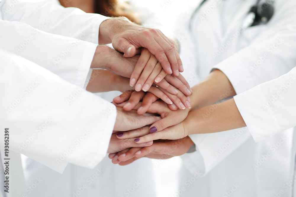close-up of the medical team shows its unity