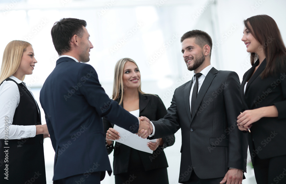 business team handshake and business partners