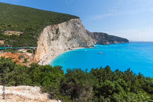 Amazing seascape of blue waters of Porto Katsiki Beach  Lefkada  Ionian Islands  Greece