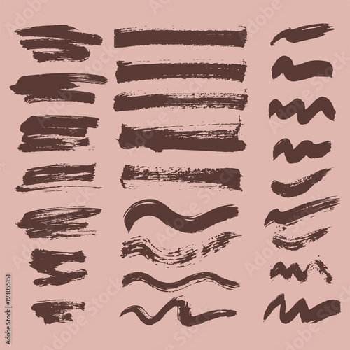 Vector set of ink splashes blots splatter collection grunge design element and art messy backdrop color dirty liquid shape spatter black white silhouette illustration