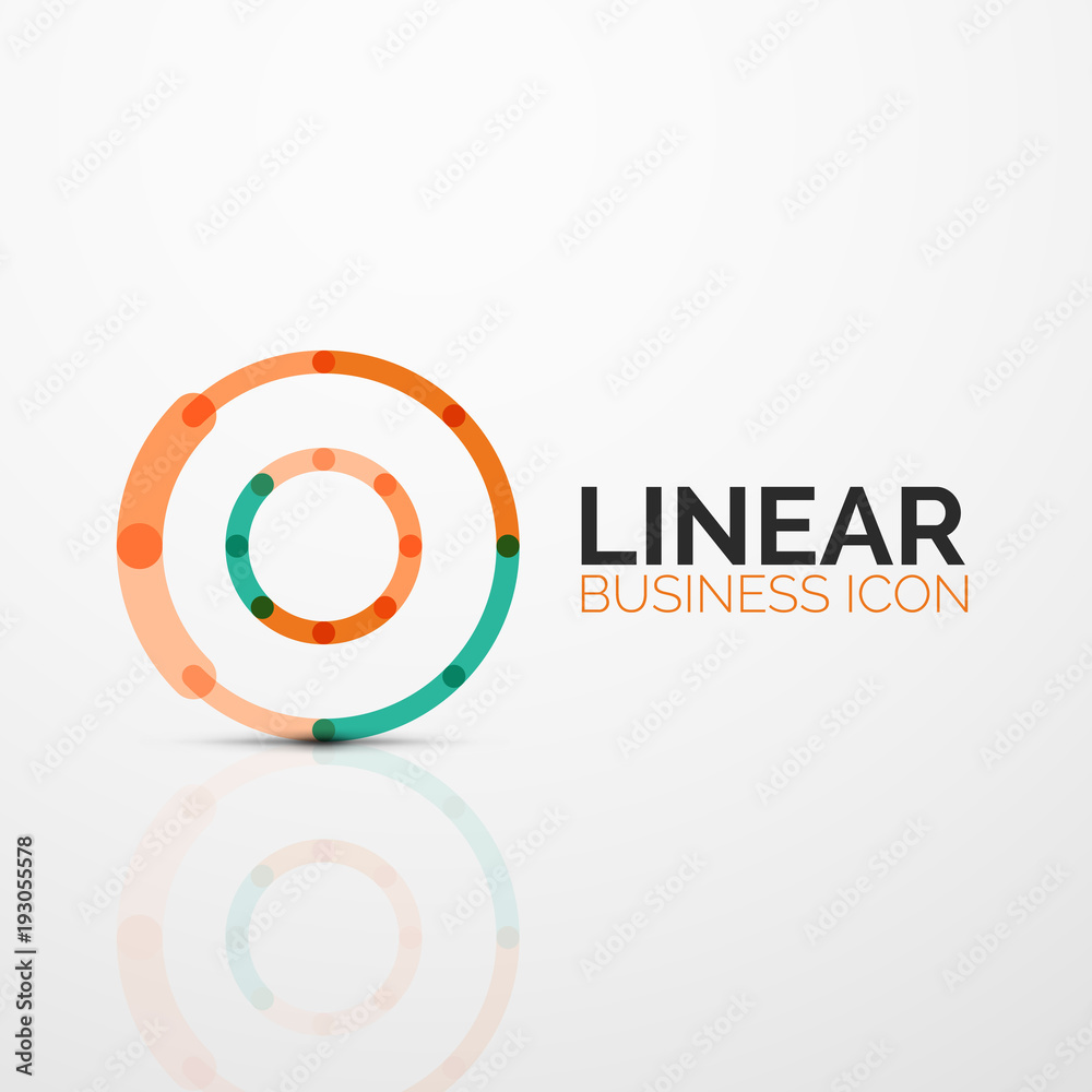 Outline minimal abstract geometric linear business icon made of line segments, elements