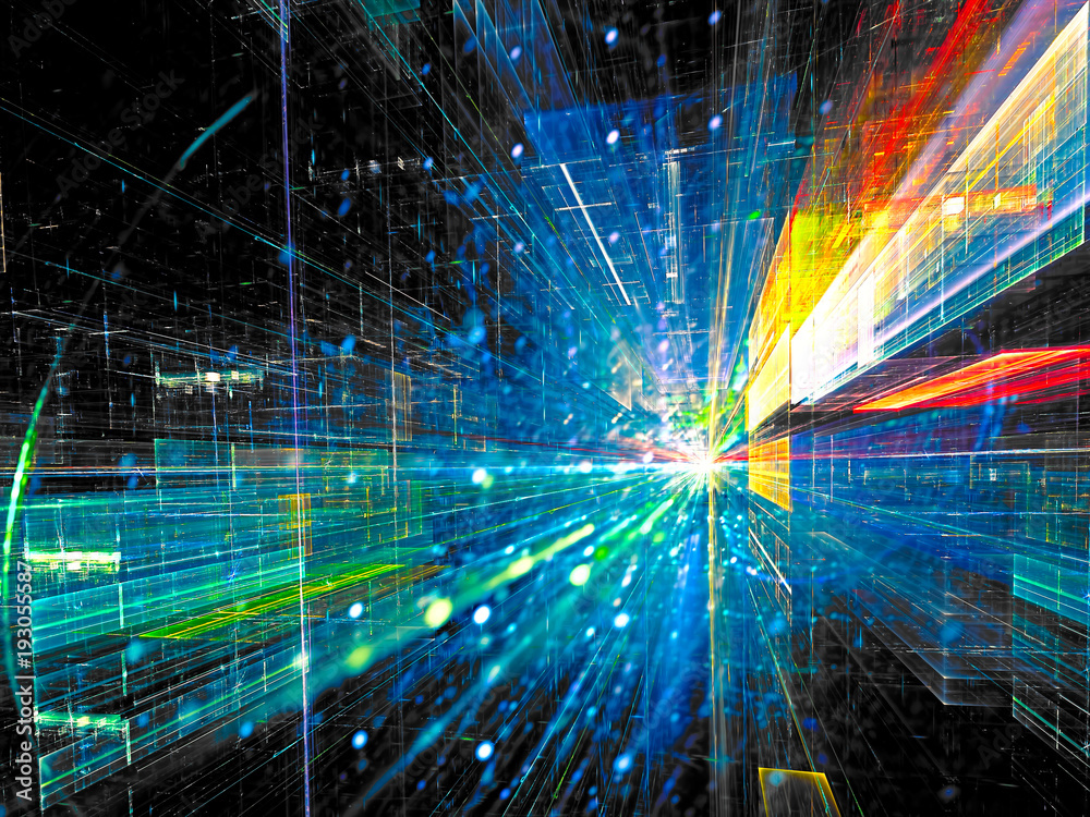 Fototapeta premium Wewnątrz tunelu - abstrakcyjny obraz generowany cyfrowo