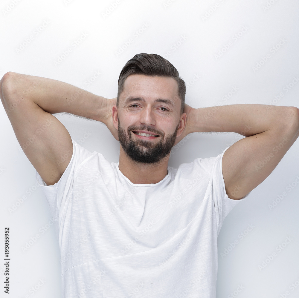 closeup.modern, relaxing young man closeup.modern, relaxing young man