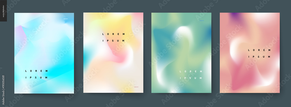 Abstract background posters set - wavy liquid shapes for branding style, covers and backdrops