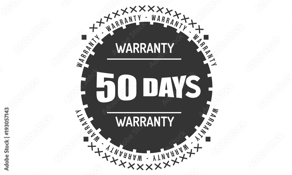 50 days warranty rubber stamp guarantee
