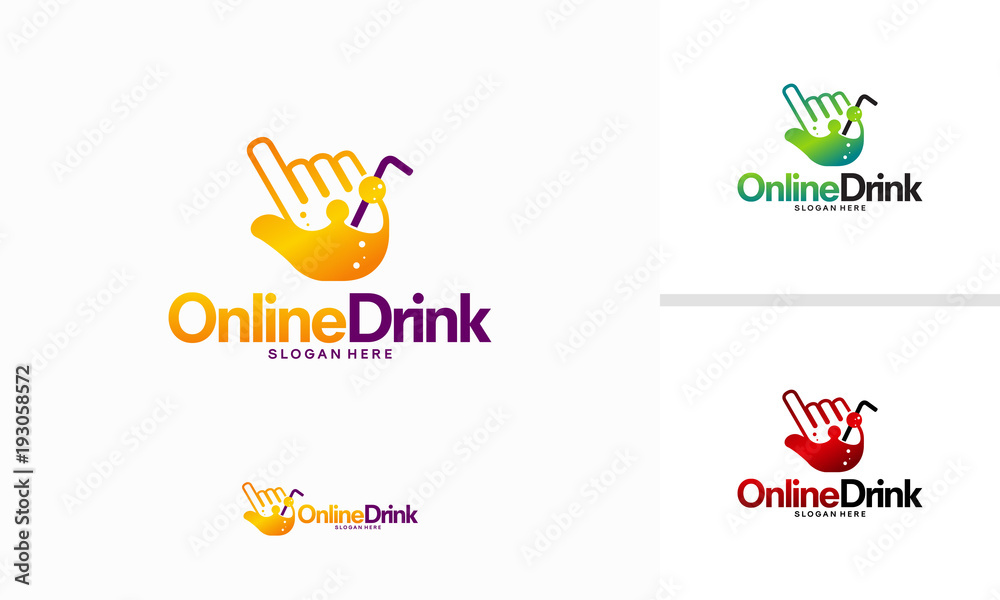 Online Drink logo designs concept vector, Online Juice logo template, Cursor logo designsOnline Drink logo designs concept vector, Online Juice logo template, Cursor logo designs