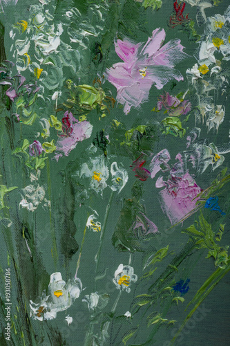 Oil painting still life with  flowers On  Canvas with  texture