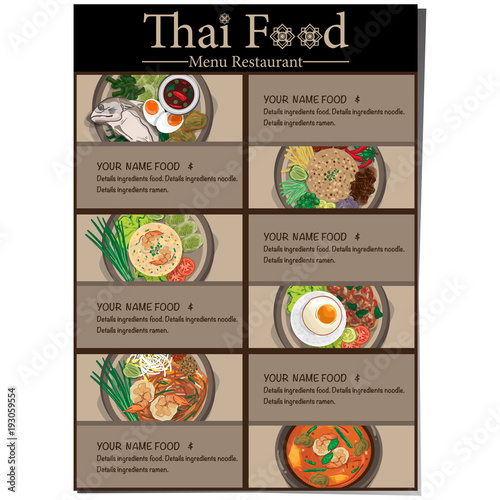 menu thai food design template graphic 